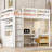 Full Size White Loft Bed With Built - In Wardrobe, Desk And Shelves For Bedroom Storage Upgrade Plan Enhancement-1134783873