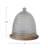 Reclaimed Etched Glass Beehive Shaped Cloche With Mango Wood Base