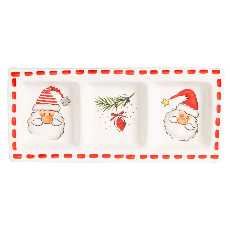 Nicola Spring - Father Christmas Snack Plate - 32 x 13.5cm - White