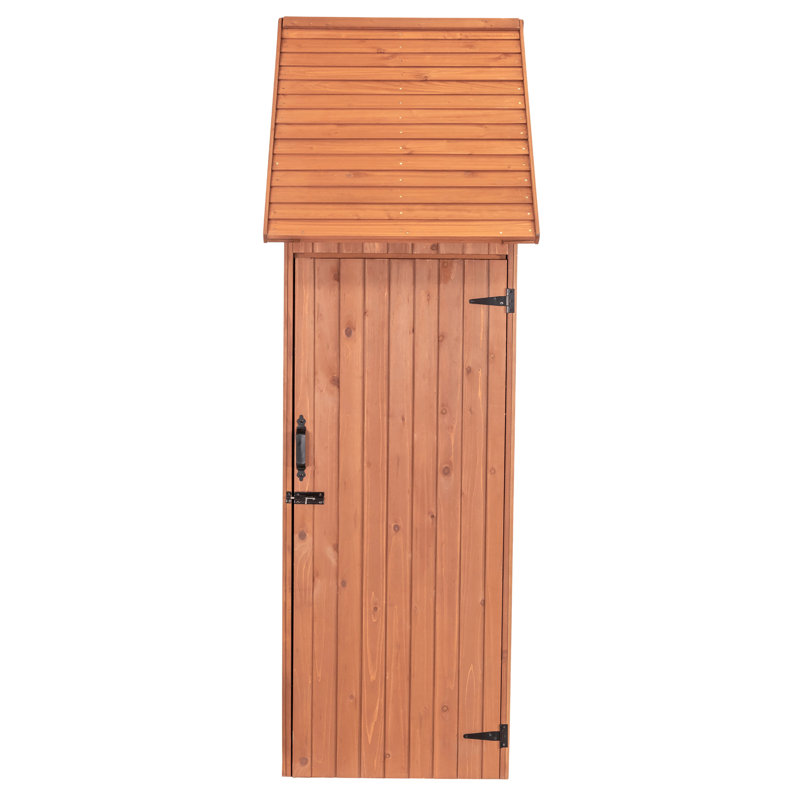 Medium Brown Cypress Wood Multi-Compartment Storage Shed with Drop Table