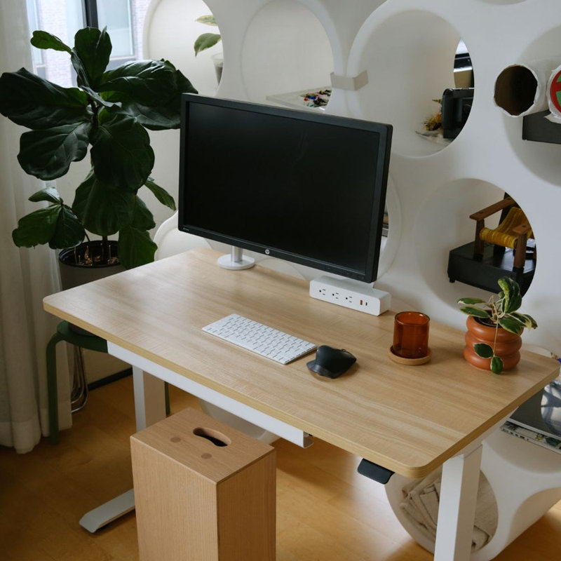Duo Standing Desk, 47.3" H x 36" W x 24" D, White, Woodgrain