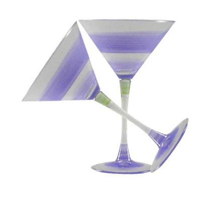 Cottage Retro Stripe 7.25 oz. Martini Glass Set