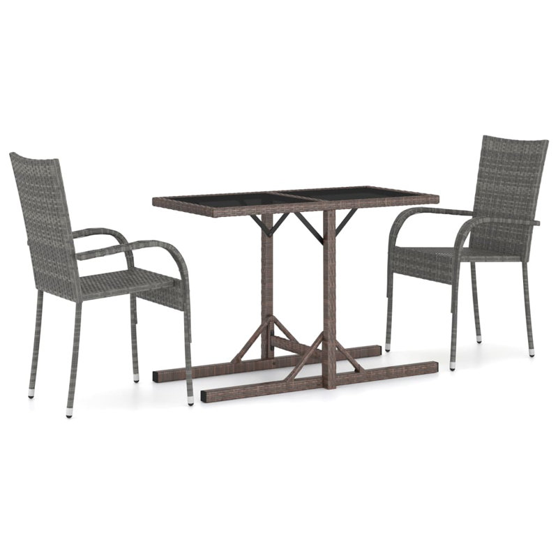 Rectangular 2 - Person Bistro Set, Gray, Brown