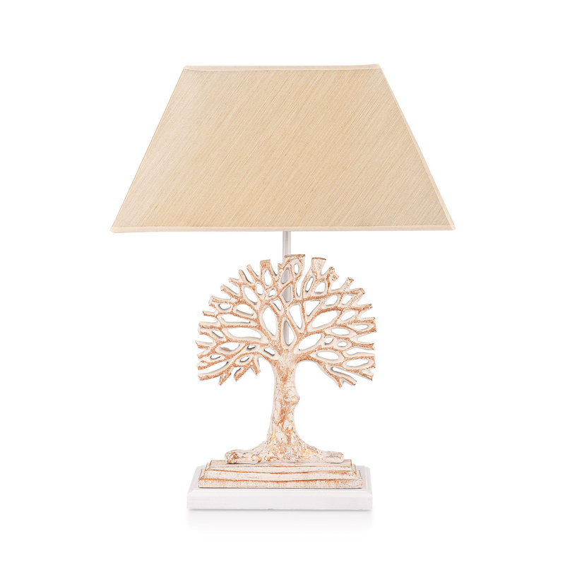Lampe de table en métal Adrain, Crème / Blanc, Crème