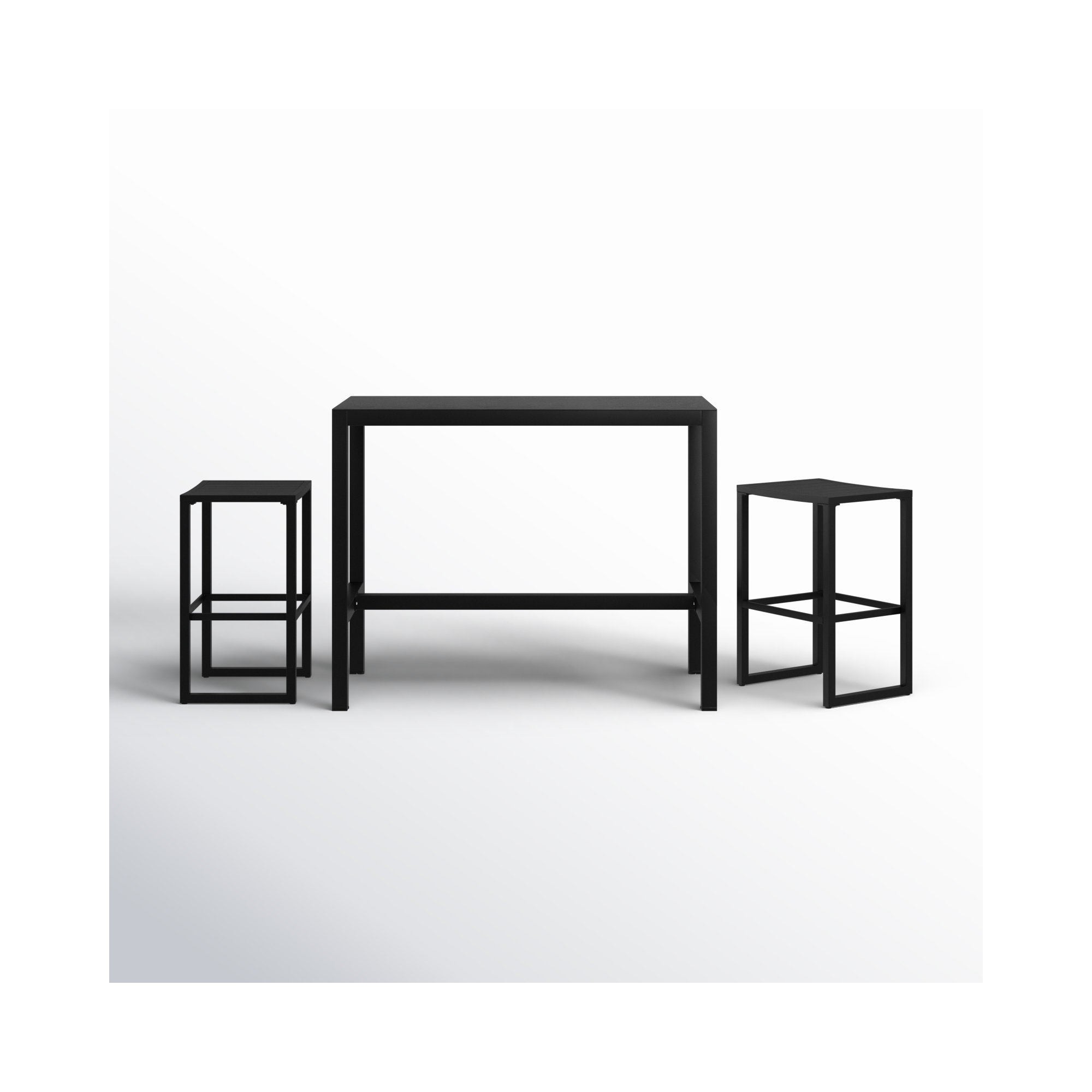 Armando 54'' Rectangular Outdoor Dining Set, 2, Black