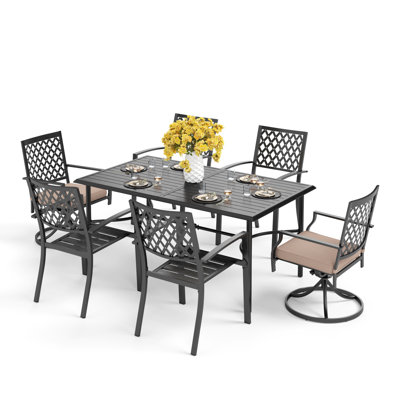 Leonard 6 - Person Patio Dining Set with Rectangular Table , Cushions Included