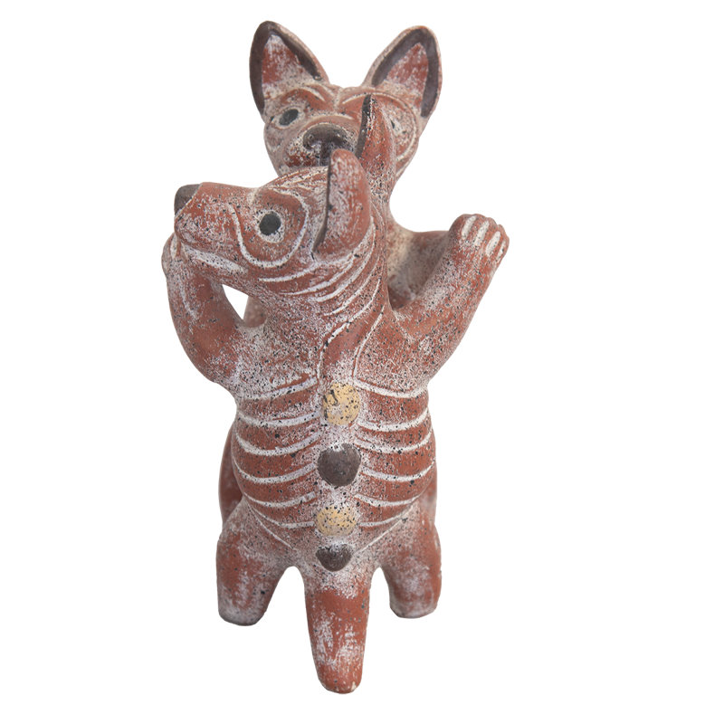 Clay Sculpture Dancing Dogs 
