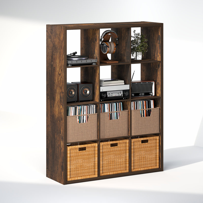 Tanvee 147.19cm H Media Shelves, Amber Pine