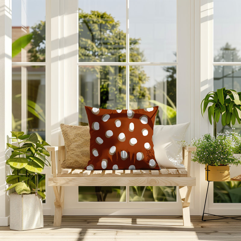 Oreiller réversible intérieur / extérieur Jayi Spots, Orange brûlé, 18 x 18