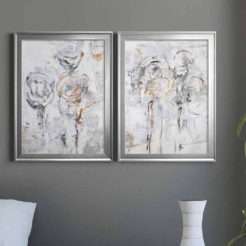 Spring Wildflowers I - 2 Piece Single Picture Frame Painting Set on Canvas, Silver, 30.5" H x 22.5" W x 1" D