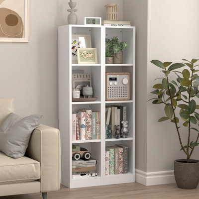 Étagère métallique à 4 niveaux, 30,5 cm (L) x 26 cm (P) x 135,5 cm (H), tablette de rangement ouverte autoportante avec système antibasculement pour livres