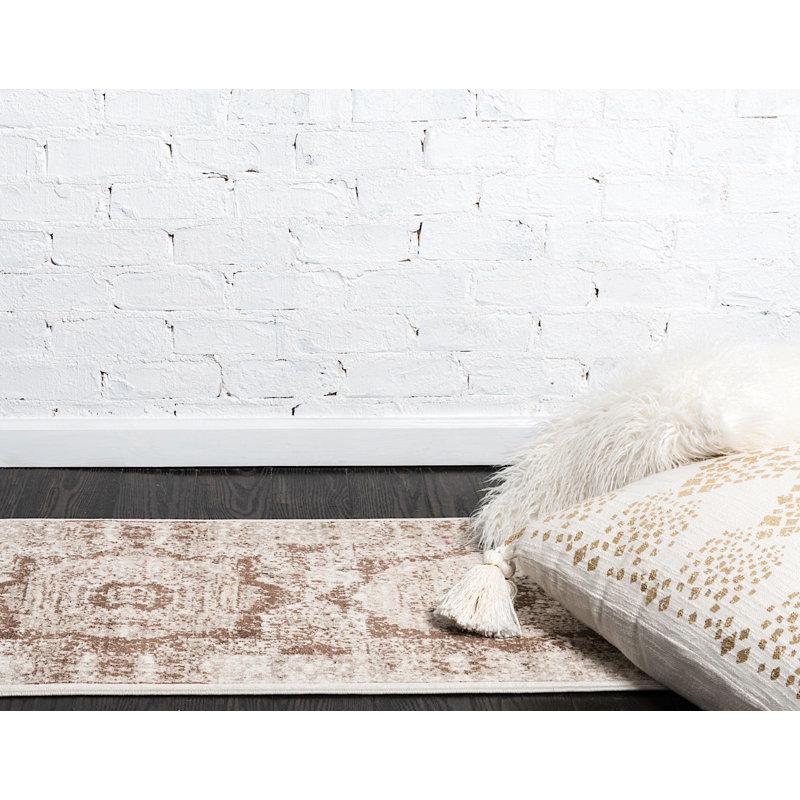 Tapis à motif oriental brun Majestic, Tapis de couloir 2 pi x 6 pi