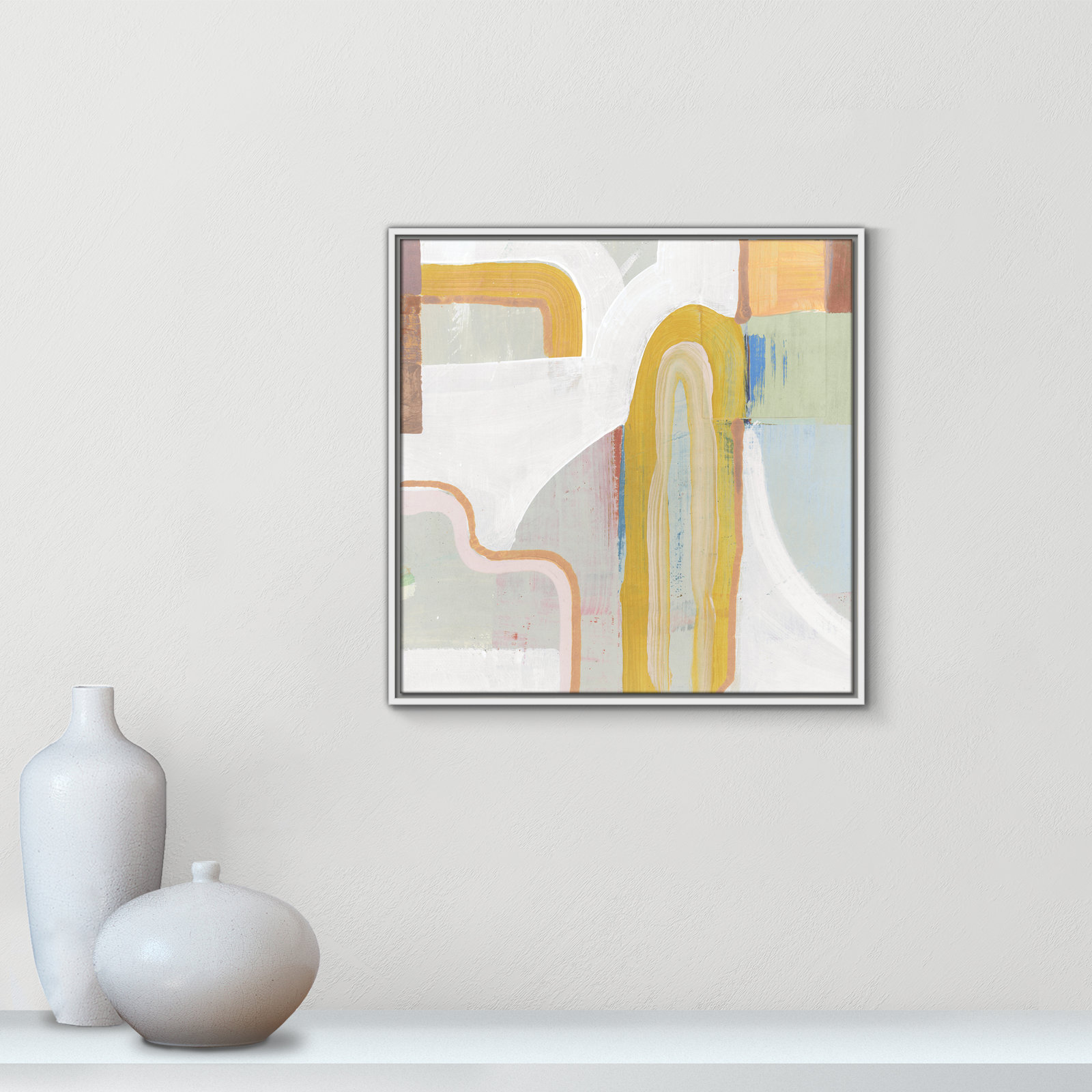 Copeland "Together Again II" Painting by Cartissi, 25.5" H x 25.5" W x 2" D, White