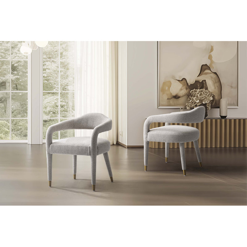 Sawda Modern Tweed Upholstered Dining Armchair, Silver Lining, 2