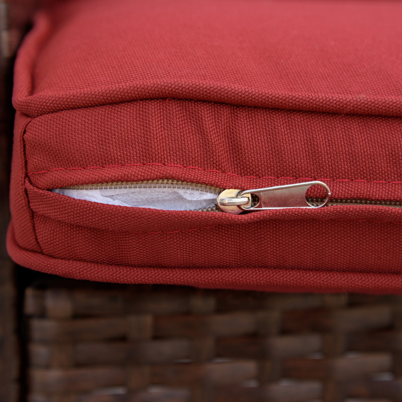 Chaise berçante d'extérieur en métal avec coussins, Rouge vin
