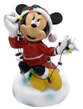 Statue de jardin Disney Minnie Mouse enveloppée de lumières