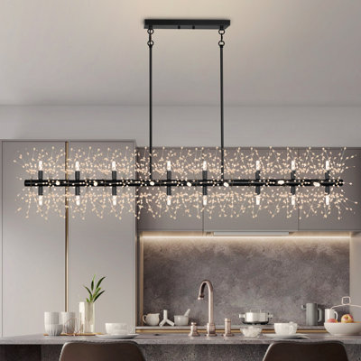 Lustre à 30 lumières à intensité variable, lustre moderne, lustre linéaire en cristal pour la cuisine, le salon
