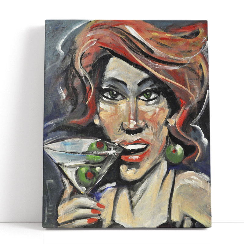«Woman With Martini», reproduction d'art sur toile, H 30 po x l 24 po