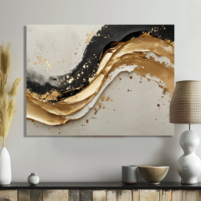 Goldern, passage transitionnel de l'encre liquide foncé VI - art mural moderne transitionnel abstrait