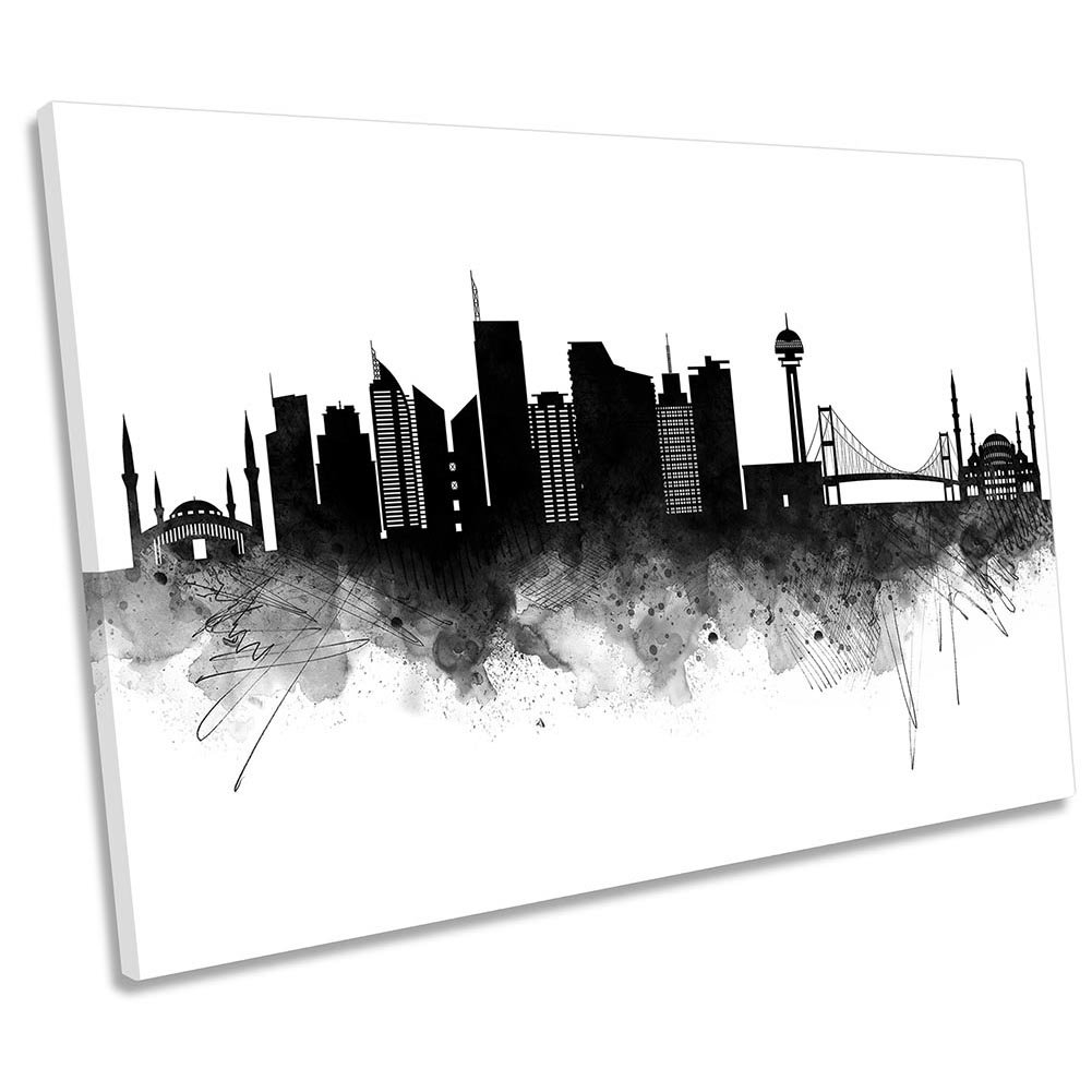 Ankara Turkey Abstract City Skyline - Wrapped Canvas Print