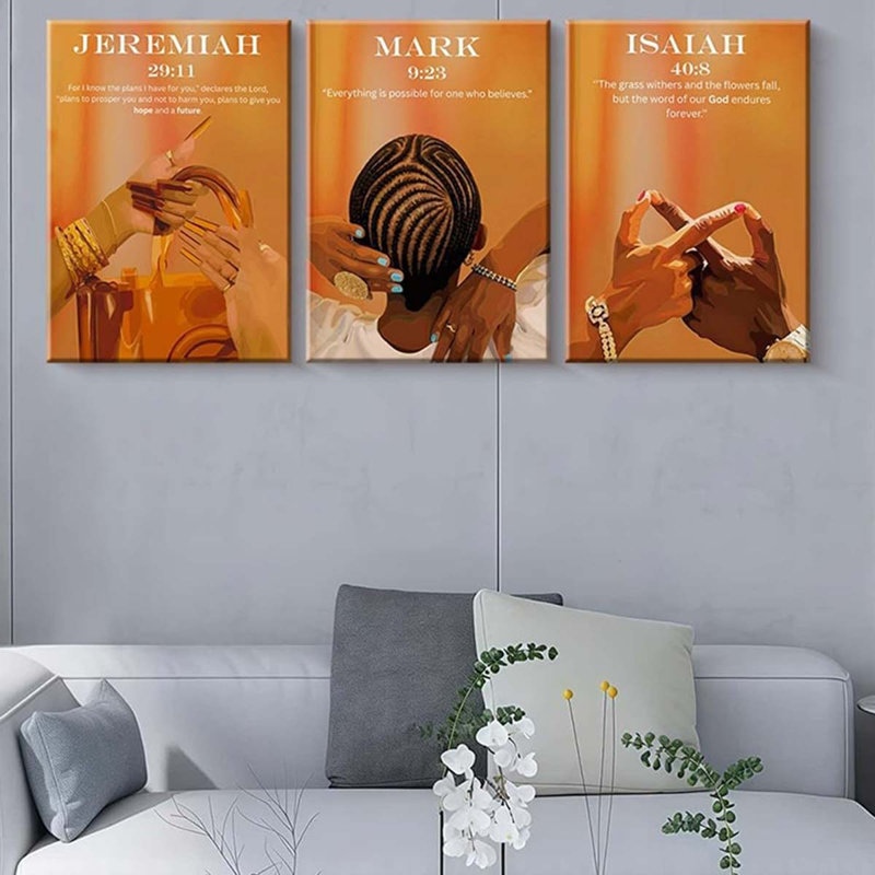 3 Piece Wrapped Canvas Print, 40 cm H x 90 cm W