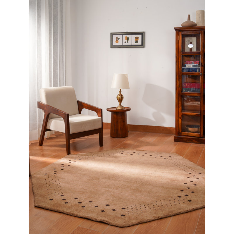 Anley Hand Knotted Loom Wool Eco-Friendly Area Rugs - Octagon, Contemporary Modern Design, High Pile Thick Handmade Anti Skid Area Rugs for Living Room, Bed Room