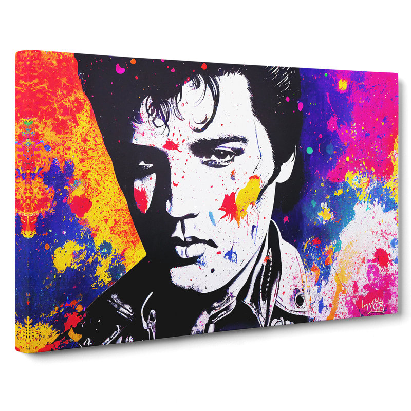 Paint Splashed Elvis Presley Vol.2 Abstract - Wrapped Canvas, 35cm H x 50cm W x 3cm D