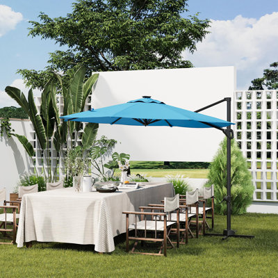 Parasol de patio en porte-à-faux avec abat-jour de marché extérieur rotatif à 360 °