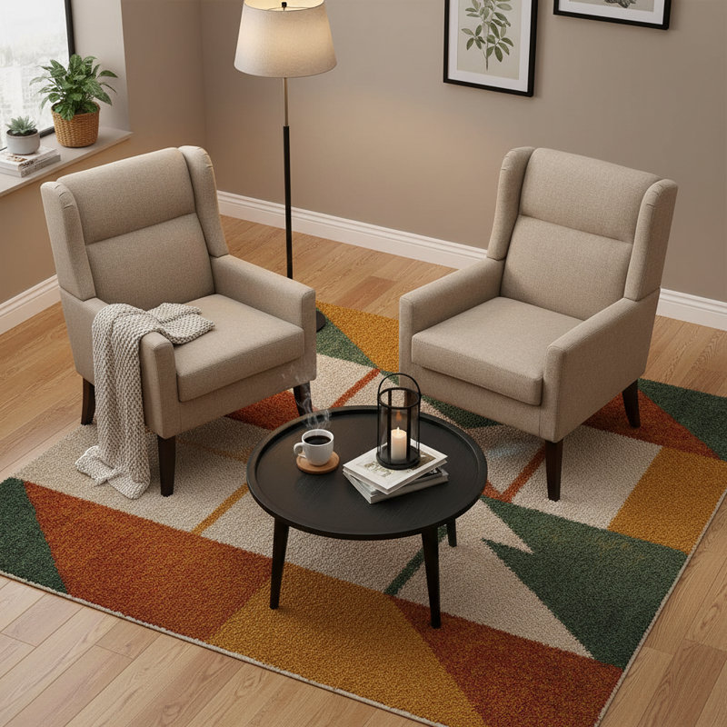 Upholstered Polyester Accent Armchair (Set Of 2), Brown