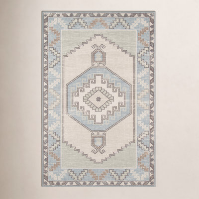 Fletcher Light Blue Beige Oriental Rug