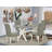 5 Piece Dining Room Furniture Set Includes a Rectangle Dining Table with X-Legs and 4 Dark Shitake Linen Fabric Upholstered Chairs, Wire Brushed Linen White-408260966-408260965