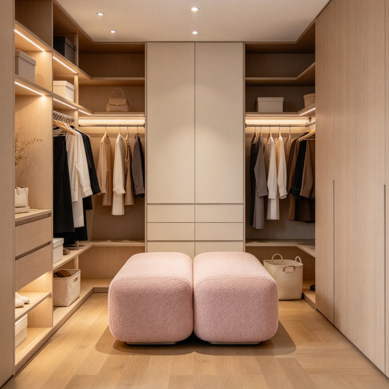 Repose-pieds moderne en tissu rose
