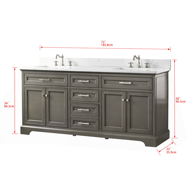 Thompson 72" W Double Bathroom Vanity, Silver Gray/Brushed Nickel
