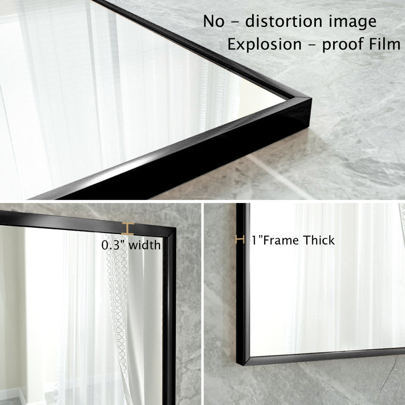 Grand miroir mural en aluminium, Noir, 38 po x 26 po