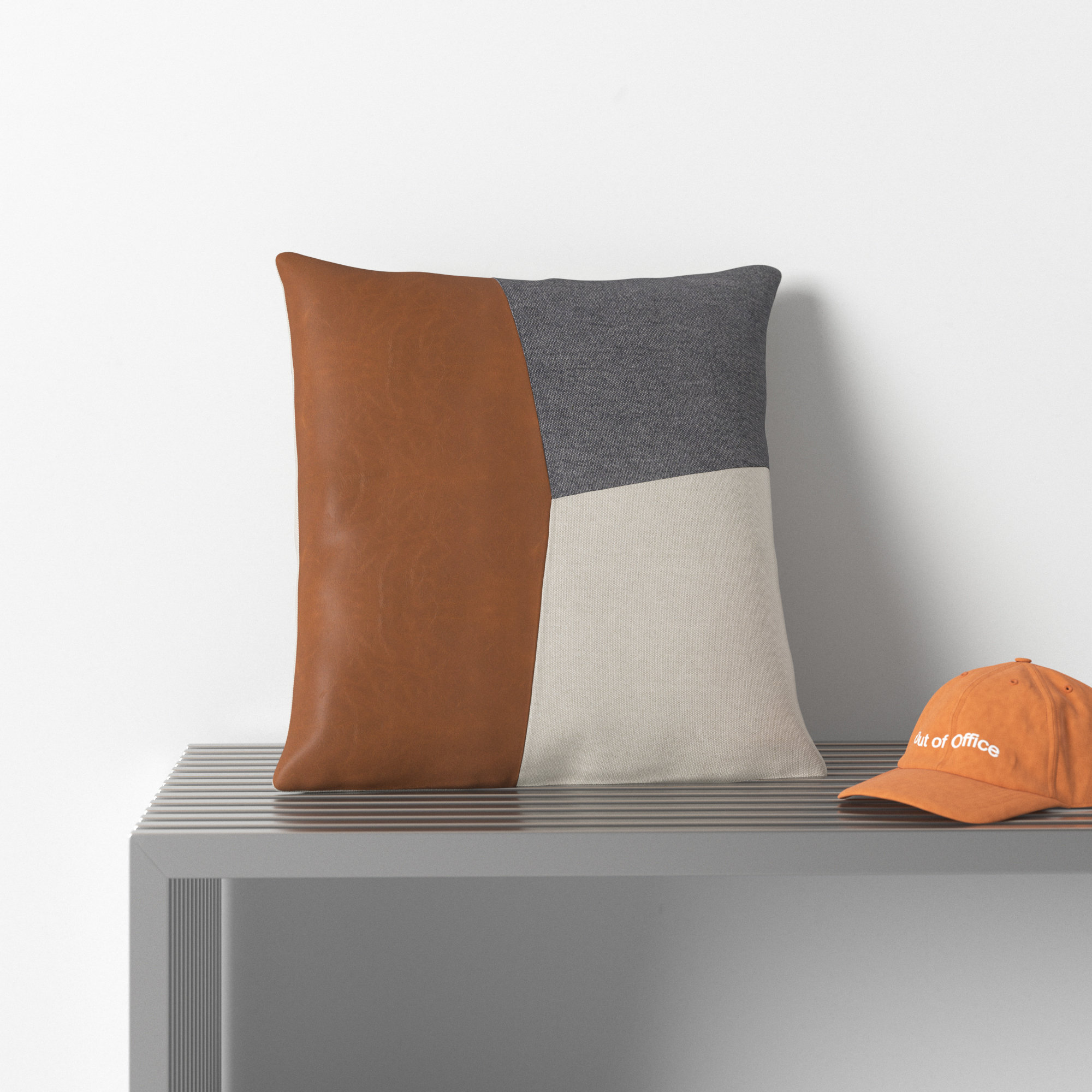 Tawny Patchwork Cotton Throw Pillow, Polyester/Polyfill, 18" x 18"