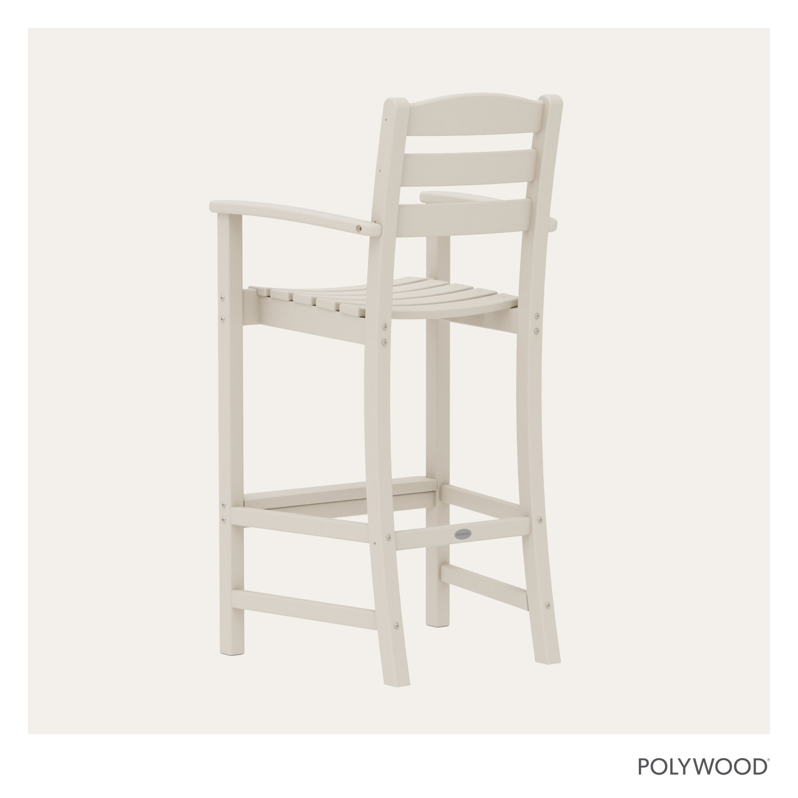 POLYWOOD® La Casa Café Arm Patio Bar Stool, Sand, Bar Stool (30.13" Seat Height)