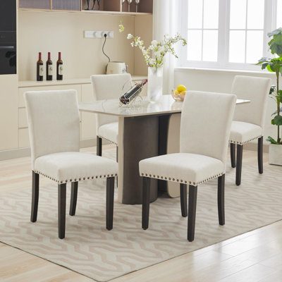 Ensemble de 2 chaises Parsons en tissu, chaises à garniture cloutée, capacité de 300 lb