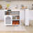 56.3" Rubber Wood Island Countertop Kitchen Cart With Power Outlets And LED Lights-1293894625