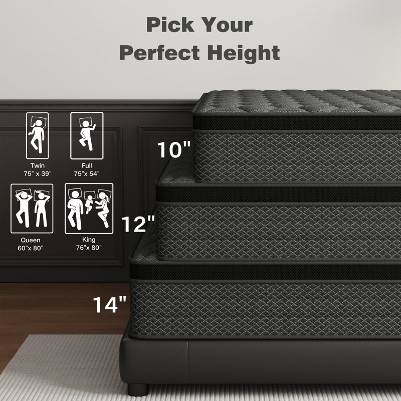 Matelas hybride en mousse viscoélastique gélifiée 10 "dans une boîte avec CertiPUR-US, 10", Lit simple
