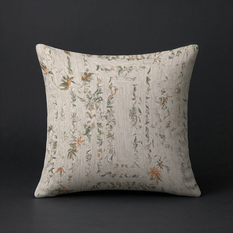 Coussin décoratif intérieur et extérieur Modern, Beige abstrait 13, Carré 16 po