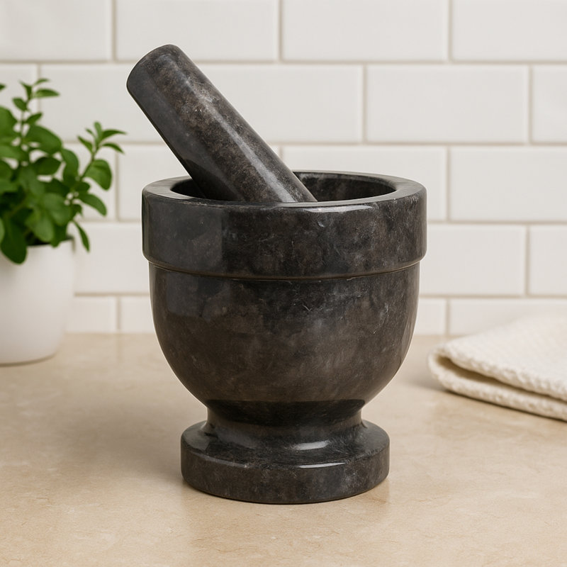 Mortier et pilon en marbre Creative Home, H 5,75 po x l 5,9 po x P 5,9 po