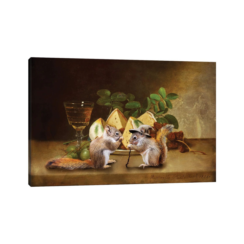 Red Squirrels Still Life by Karen Burke - Wrapped Canvas Print, 20.32cm H x 30.48cm W x 1.905cm D