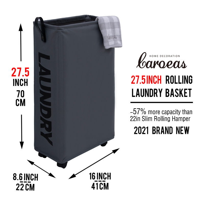 Grand panier à linge, Gris foncé, H 27 po x l 8 po x P 16 po