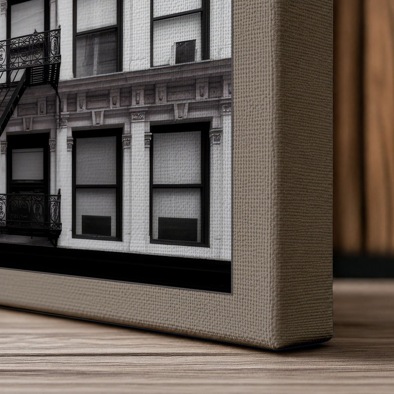 Urban Fire Escape Industrial - Wrapped Canvas, 30x20 - 76.2 x 50.8 cm, Taupe Border