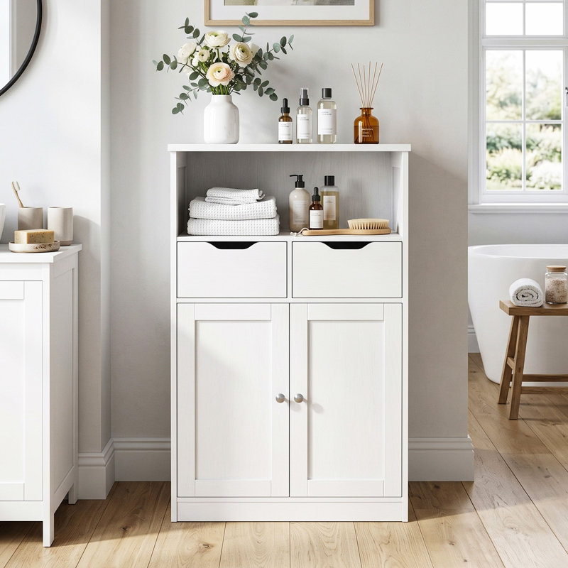 Floor Bathroom Storage Cabinet, White