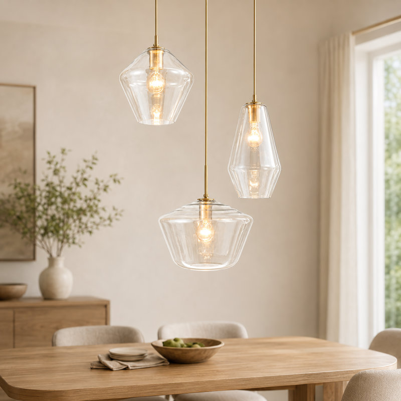 Luminaire suspendu champagne 3 lumières 39 po