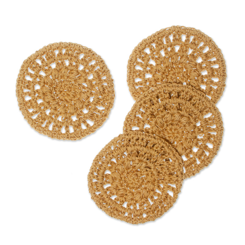 Ensemble de 4 sous-verres crocheté à la main brun miel