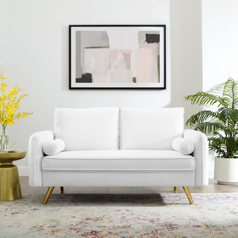 Revive Performance Velvet Loveseat, White