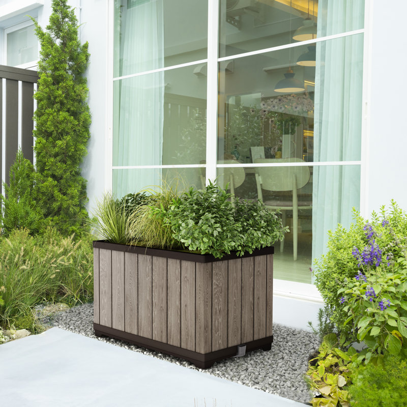 Keter Signature Rectangular Planter - Ashwood Brown