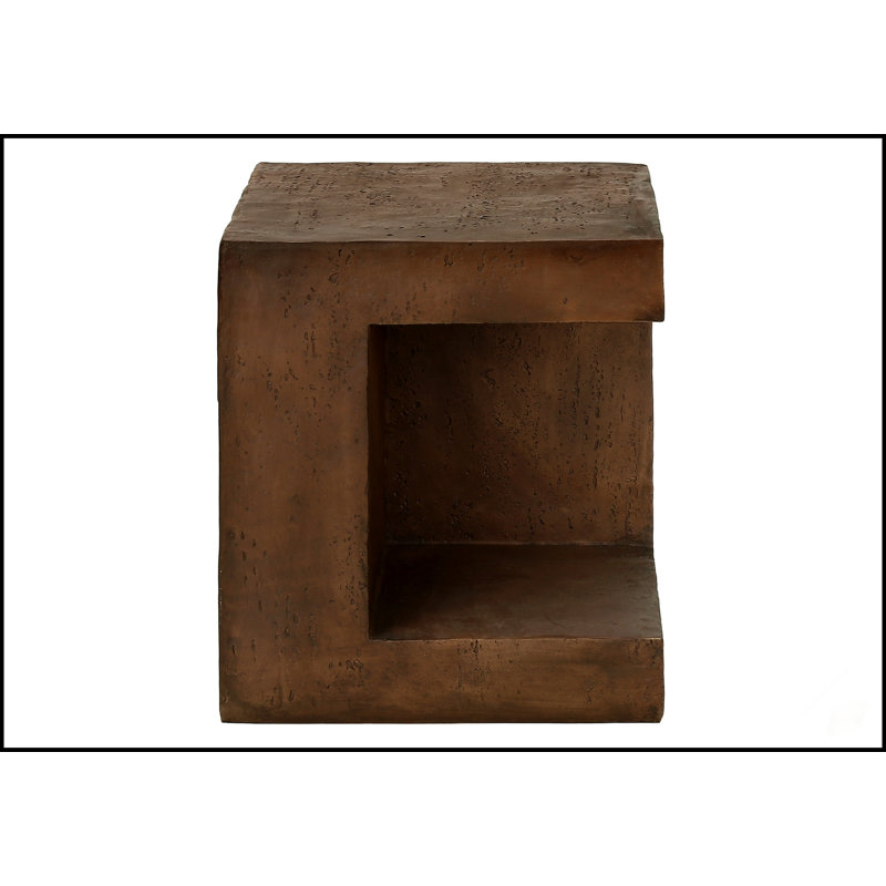 Table d'appoint contemporaine en noyer, hauteur de 25 pouces, utilisation intérieure / extérieure, table de chevet polyvalente ou table de bout avec découpe et tablette inférieure
